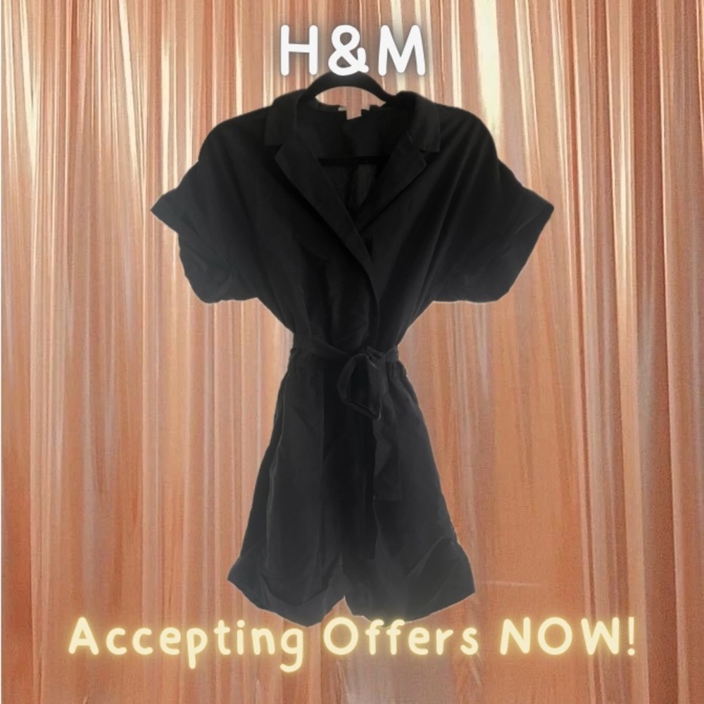 H&M Elegant Black Tie-Waist Romper